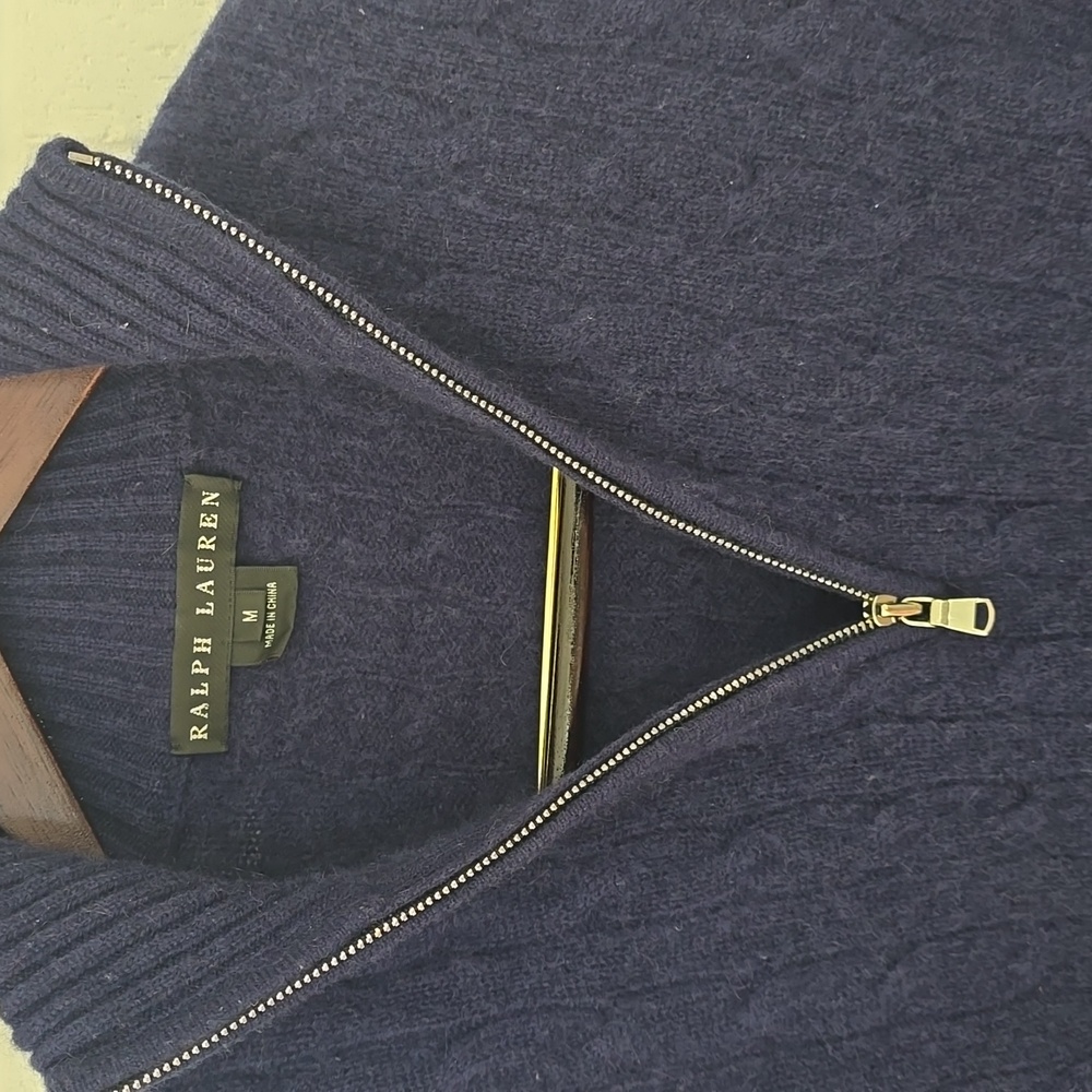 RALPH LAUREN B Label Knitted Cashmere Sweater Navy Blue Size M - Picture 3 of 13